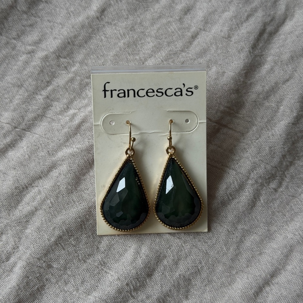 Francesca's Collections Dark Green Teardrop Earrings